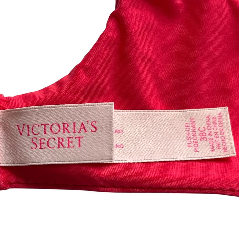 Victoria’s Secret Push-Up Plunge Underwire Bra 38C Pink Lace - Picture 6 of 7